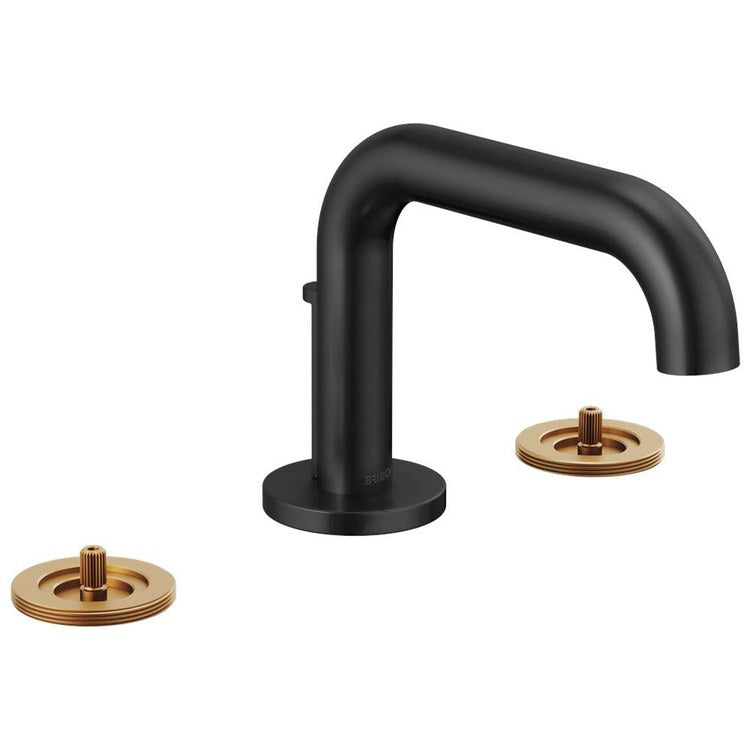 Lavatory Faucet Litze Widespread 6 to 16 Inch Spread Less Handle Matte Black 1.5 Gallons per Minute Deck Low Arc Pop-Up 3 Hole - Image 1