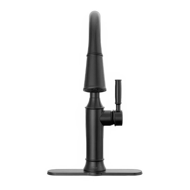 Kitchen Faucet Renaldi 1 Lever ADA No-Lead/CALGreen Matte Black Pull Down 3 Function Gooseneck 360 DEG Swivel 1 Hole Deck Diamond Seal Technology 1.8 Gallons per Minute - Image 2