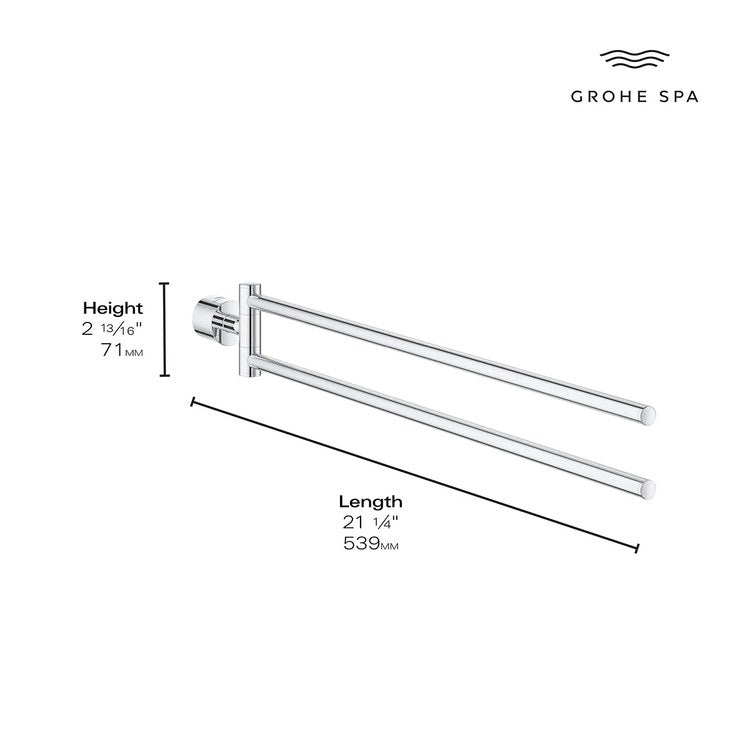 Towel Bar Atrio 18-1/2 Inch Double Chrome Metal - Image 3