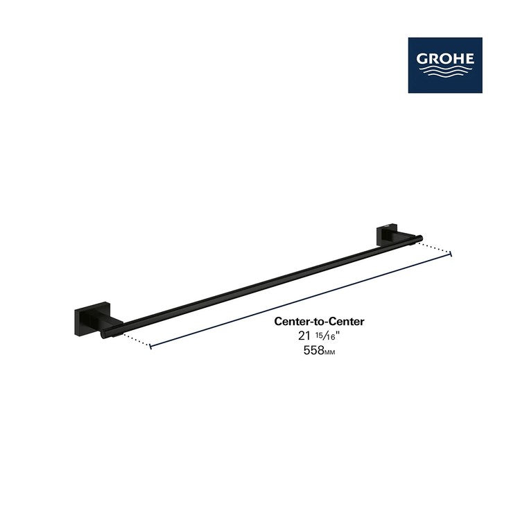 Towel Bar Essential Cube 24 Inch Matte Black Metal - Image 3