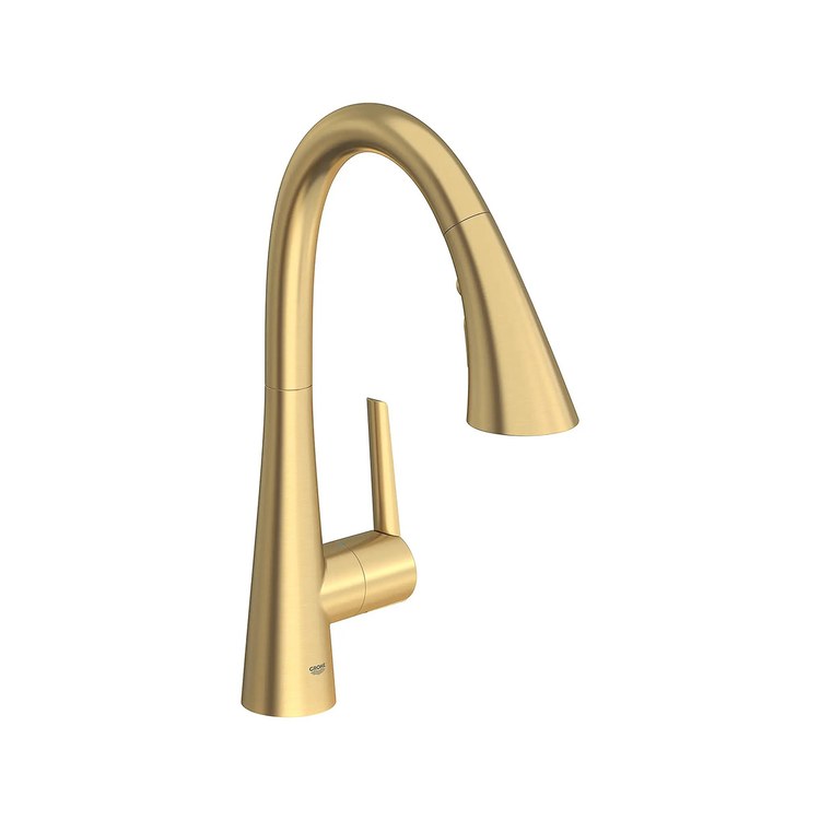 Kitchen Faucet Zedra Triple Spray 1 Lever ADA Brushed Cool Sunrise 360 DEG Swivel 1 Hole 1.75 Gallons per Minute - Image 1