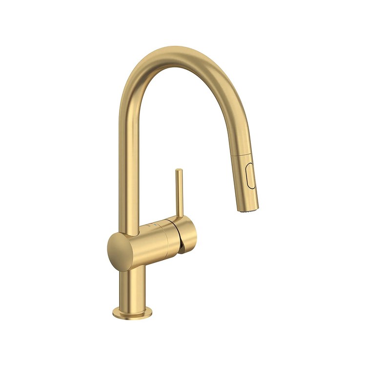 Kitchen Faucet Minta 1 Lever ADA Brushed Cool Sunrise Pull Down 2 Function 360 DEG Swivel 1 Hole 1.75 Gallons per Minute - Image 1