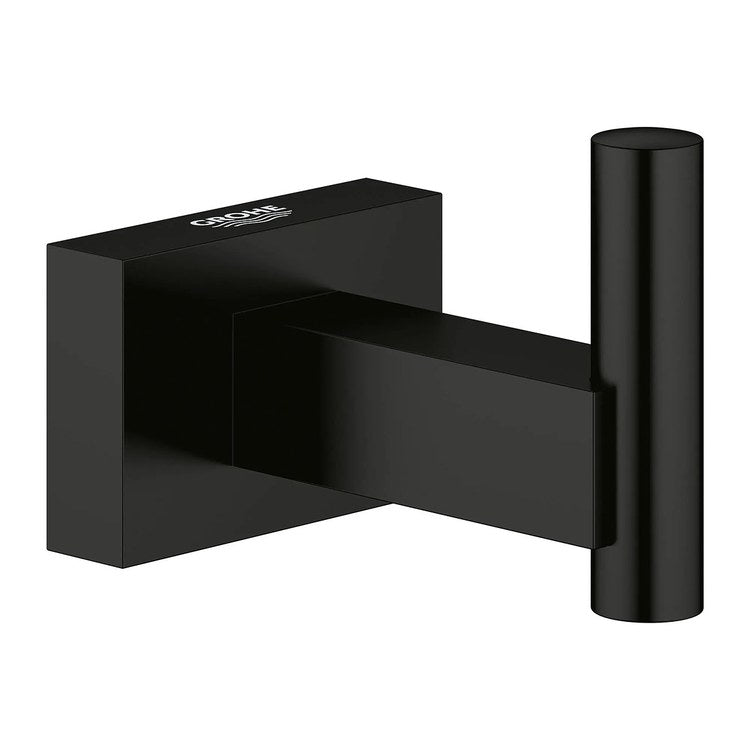 Robe Hook Essentials Matte Black 1-11/16 Inch 2-3/8 Inch Wall Mount Metal - Image 1