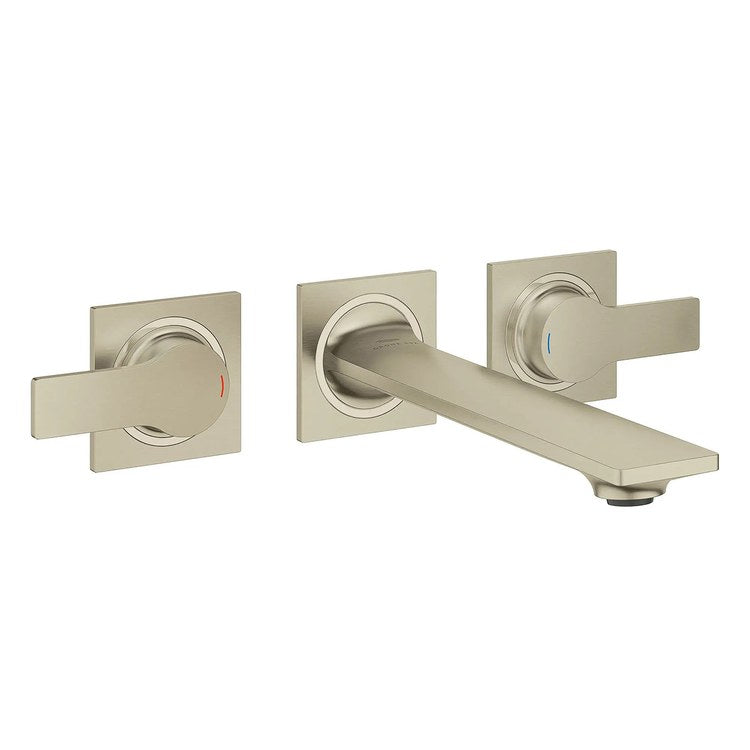 Lavatory Faucet Allure New Widespread 8 Inch Spread 2 Lever ADA WaterSense/CALGreen/cUPC Brushed Nickel Infinity 1.2 Gallons per Minute Wall Less Drain 3 Hole SilkMove/EcoJoy