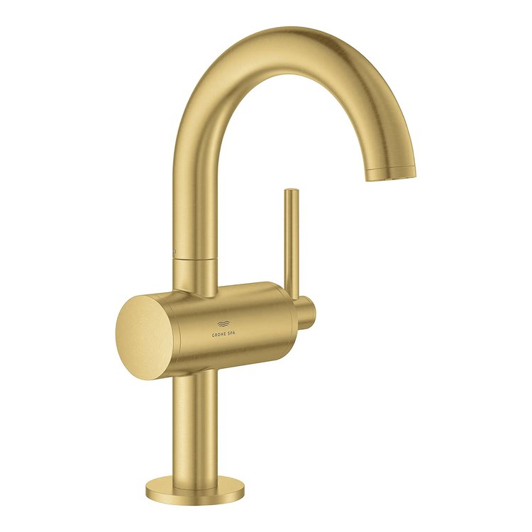 Lavatory Faucet Atrio M-Size 1 Lever ADA CALGreen CEC WaterSense Brushed Cool Sunrise 1.2 Gallons per Minute Deck High Arc Swivel 1 Hole