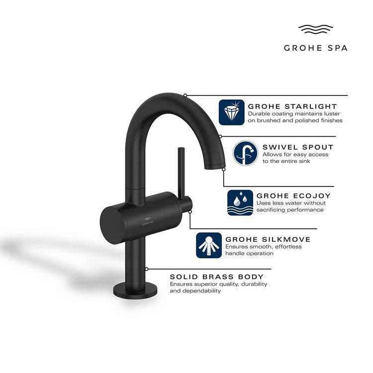 Lavatory Faucet Atrio M-Size 1 Lever ADA CALGreen CEC WaterSense Matte Black 1.2 Gallons per Minute Deck High Arc Swivel 1 Hole - Image 3