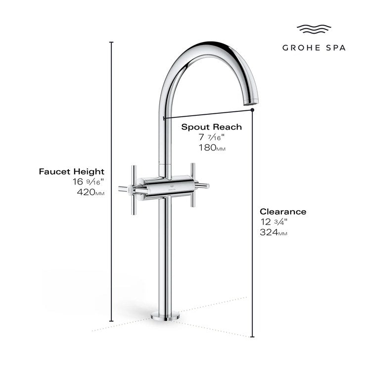 Lavatory Faucet Atrio Extra Large 2 Cross WaterSense StarLight Chrome 1.2 Gallons per Minute 1 Hole - Image 2