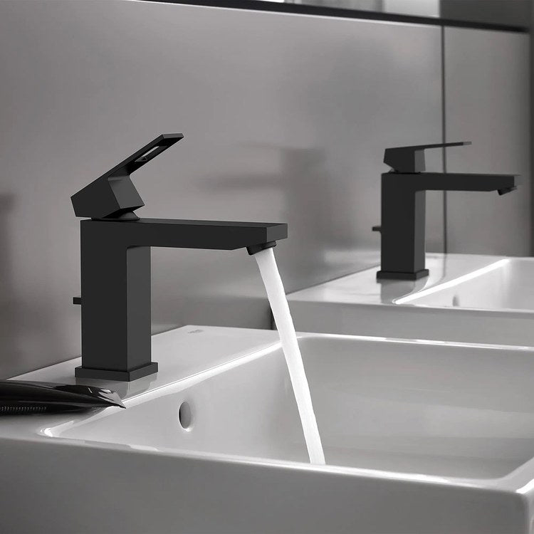 Lavatory Faucet Eurocube Medium 1 Lever ADA WaterSense Matte Black 1.2 Gallons per Minute 1 Hole - Image 3
