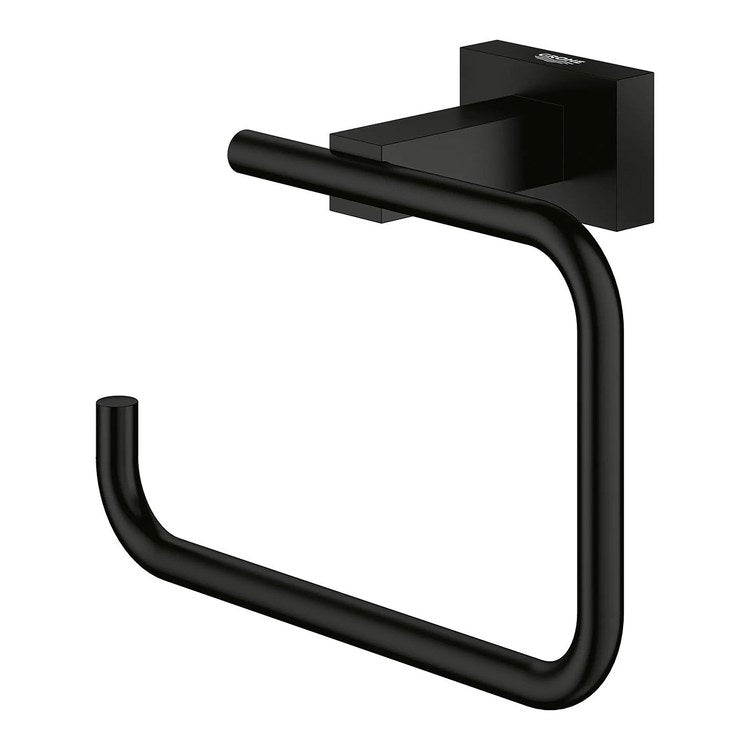 Toilet Paper Holder Essentials Cube Matte Black Metal Wall Mount - Image 2