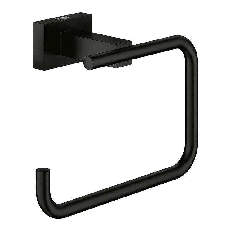 Toilet Paper Holder Essentials Cube Matte Black Metal Wall Mount - Image 1