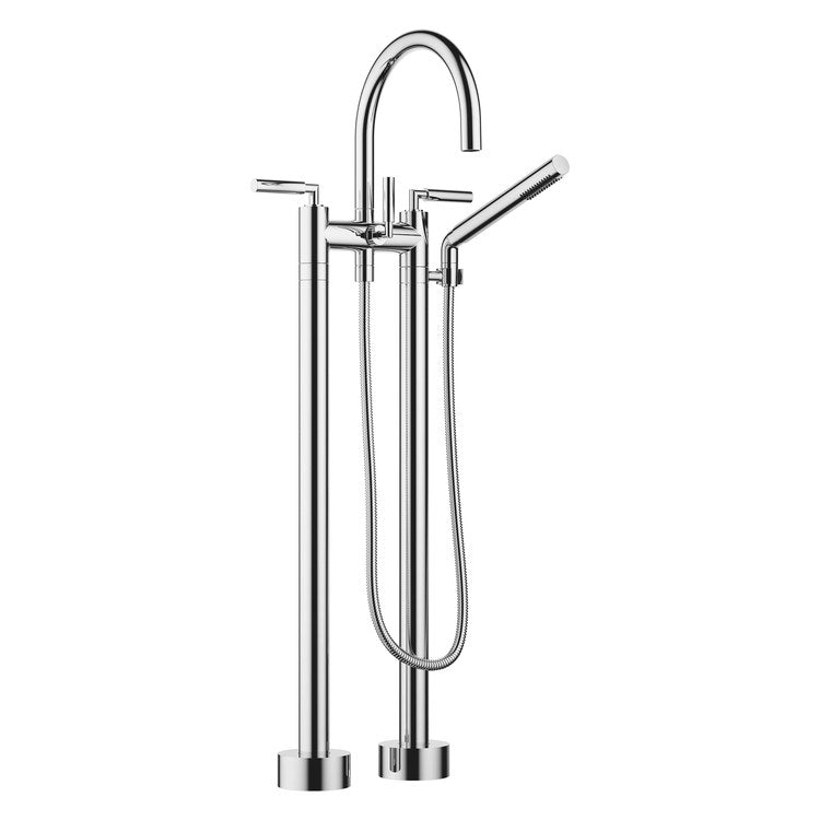 Tub Filler TARA Mixer 5-7/8 Inch Spread 3 Lever ADA Chrome Freestanding 5.8 Gallons per Minute - Image 1