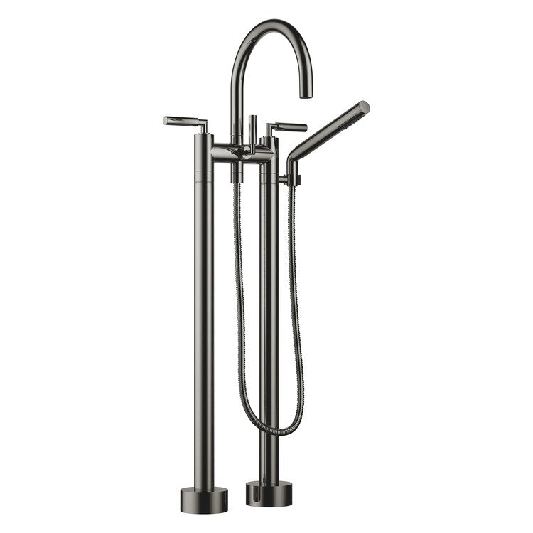 Tub Filler TARA Mixer 5-7/8 Inch Spread 3 Lever ADA Dark Chrome Freestanding 5.8 Gallons per Minute - Image 1
