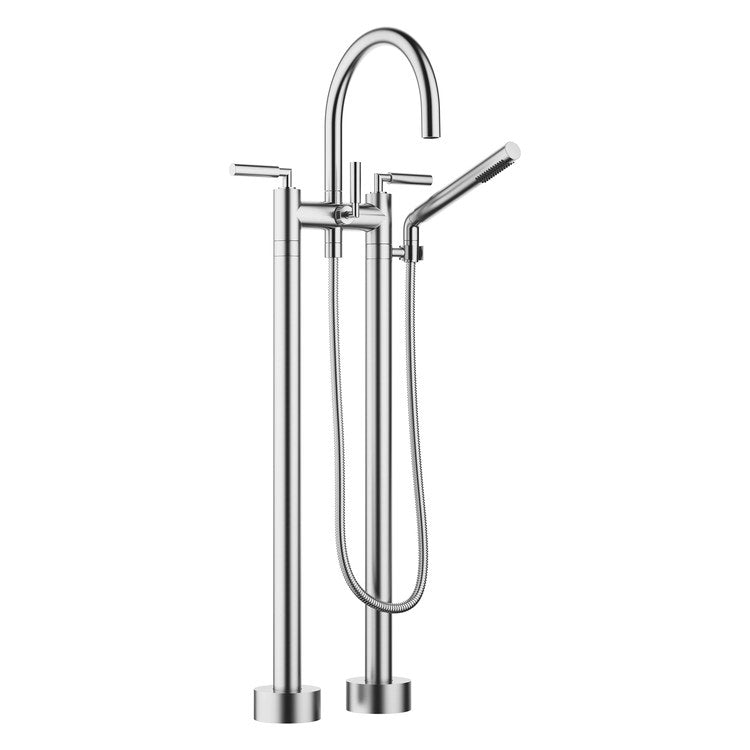 Tub Filler TARA Mixer 5-7/8 Inch Spread 3 Lever ADA Brushed Chrome Freestanding 5.8 Gallons per Minute - Image 1