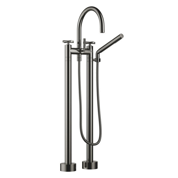 Tub Filler TARA Mixer 5-7/8 Inch Spread 3 Cross/Lever Dark Chrome Freestanding 5.8 Gallons per Minute - Image 1