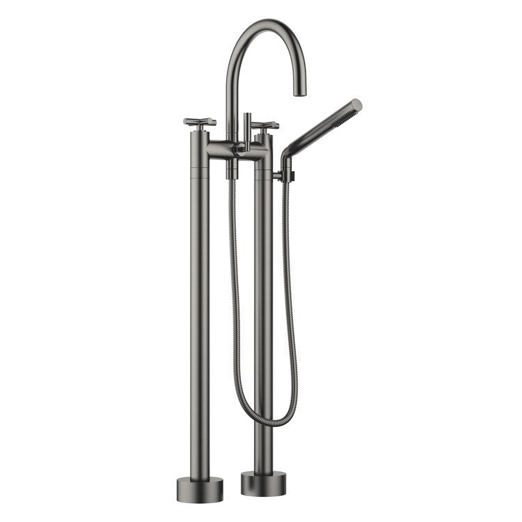 Tub Filler TARA Mixer 5-7/8 Inch Spread 3 Cross/Lever Brushed Dark Platinum Freestanding 5.8 Gallons per Minute - Image 1