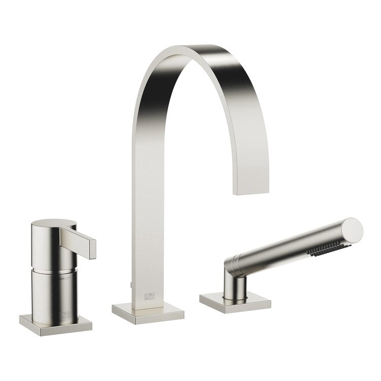 Tub Filler MEM Mixer for Deck Mount with Handshower 1 Lever Brushed Platinum - Image 1