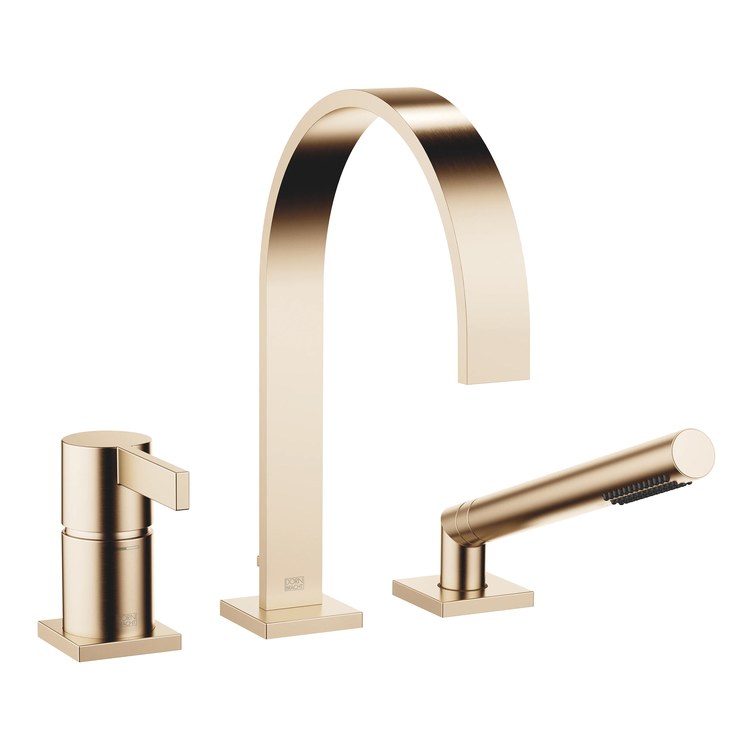 Tub Filler MEM Mixer for Deck Mount with Handshower 1 Lever Brushed Champagne - Image 1