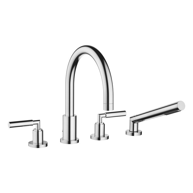 Tub Filler TARA Mixer for Deck Mount with Handshower 2 Lever ADA Chrome - Image 1