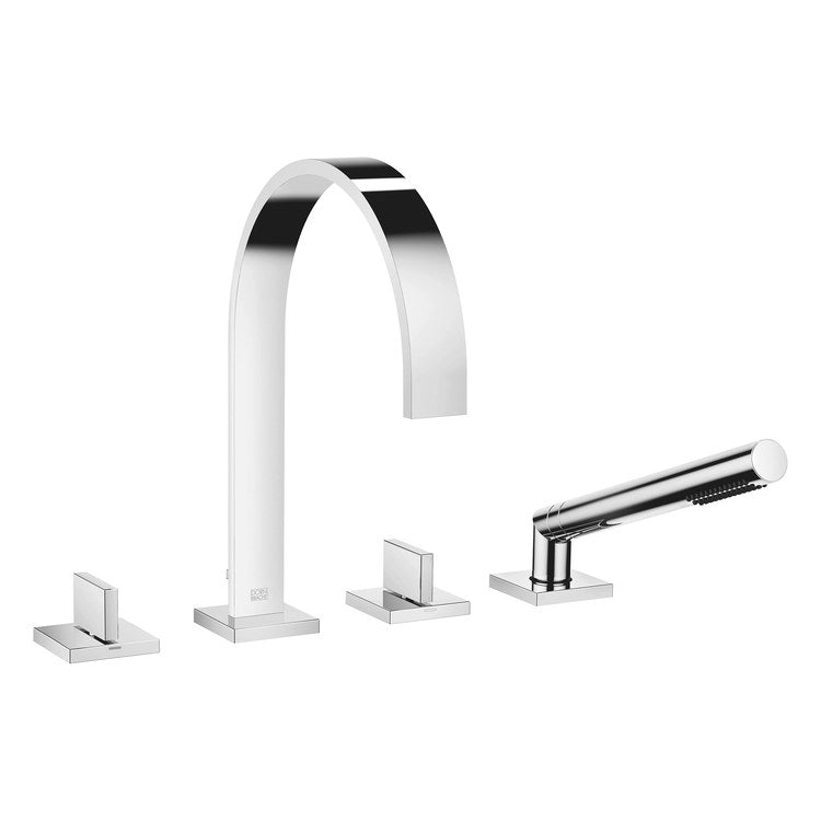 Tub Filler MEM Mixer for Deck Mount with Handshower 2 Lever Chrome - Image 1