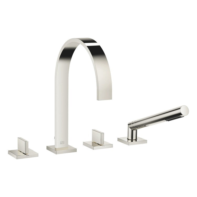 Tub Filler MEM Mixer for Deck Mount with Handshower 2 Lever Platinum - Image 1