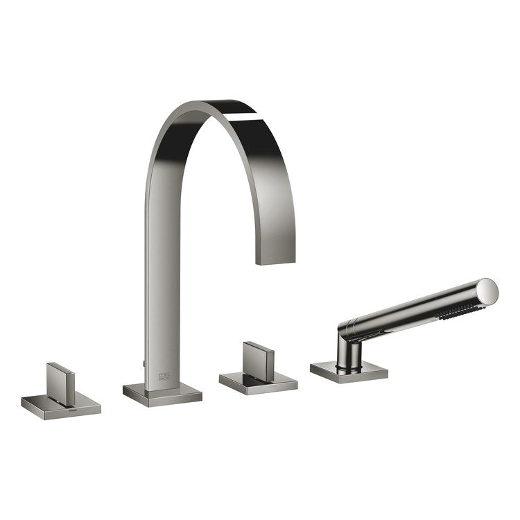 Tub Filler MEM Mixer for Deck Mount with Handshower 2 Lever Dark Chrome