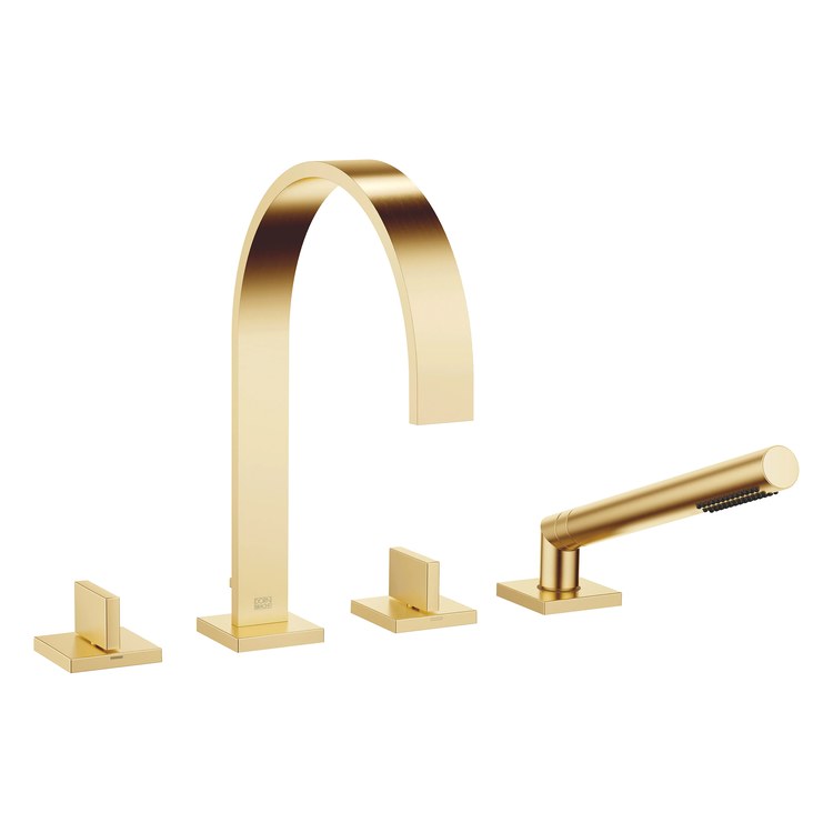 Tub Filler MEM Mixer for Deck Mount with Handshower 2 Lever Brushed Durabrass - Image 1