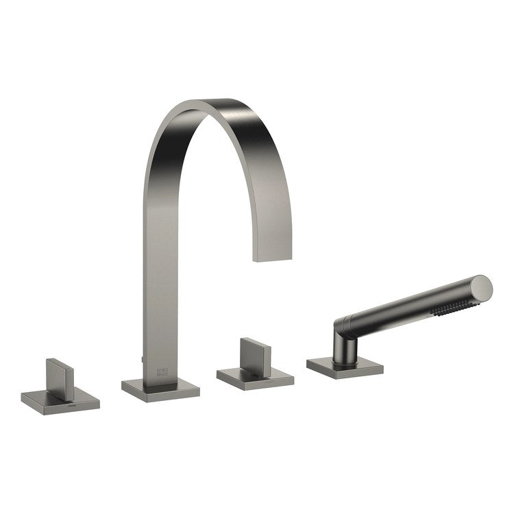Tub Filler MEM Mixer for Deck Mount with Handshower 2 Lever Brushed Dark Platinum - Image 1