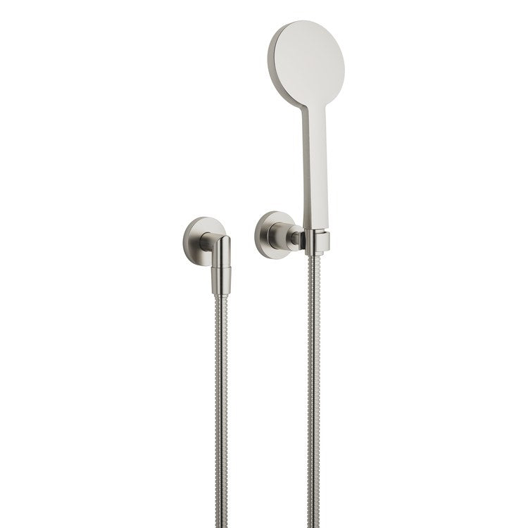 Handshower Set TARA with Individual Flanges Brushed Platinum Compact Rain 1.8 Gallons per Minute - Image 1