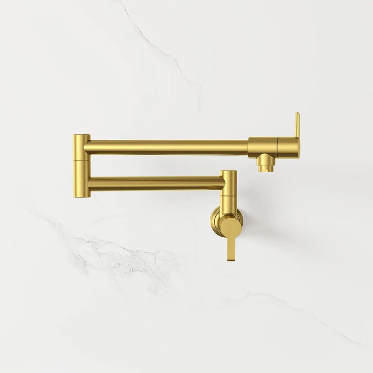 Pot Filler Zedra Double Wall Mount 2 Lever ADA Brushed Cool Sunrise 1 Hole 1.75 Gallons per Minute - Image 3