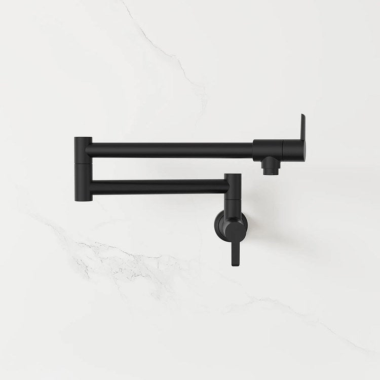 Pot Filler Zedra Wall Mount 2 Lever WaterSense Matte Black 1 Hole 3.9 Gallons per Minute - Image 2