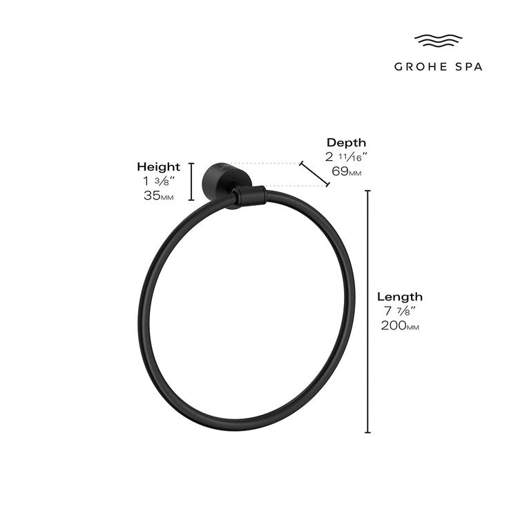 Towel Ring Atrio 8 Inch Matte Black Metal 2-11/16 Inch - Image 3