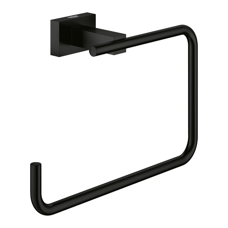 Towel Ring Essentials 8 Inch Cube Matte Black Metal 1-1/8 Inch - Image 1