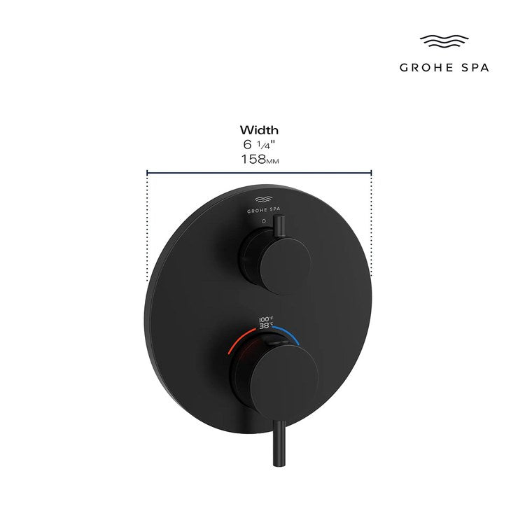 Thermostatic Valve Trim Atrio 2 Function 2 Lever Matte Black - Image 2