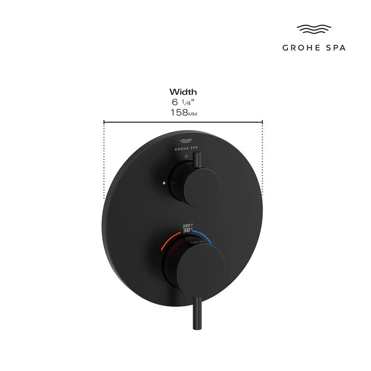 Thermostatic Valve Trim Atrio 1 Function 2 Lever Matte Black - Image 3