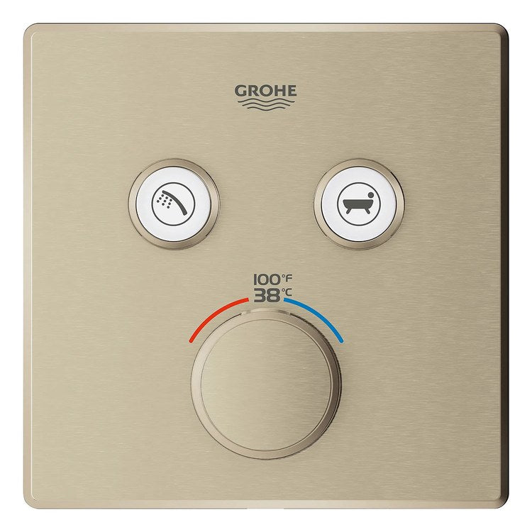 Thermostatic Valve Trim Grohtherm 2 Function 2 Wheel Brushed Nickel - Image 2
