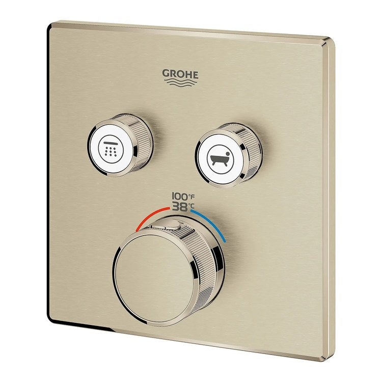 Thermostatic Valve Trim Grohtherm 2 Function 2 Wheel Brushed Nickel - Image 3