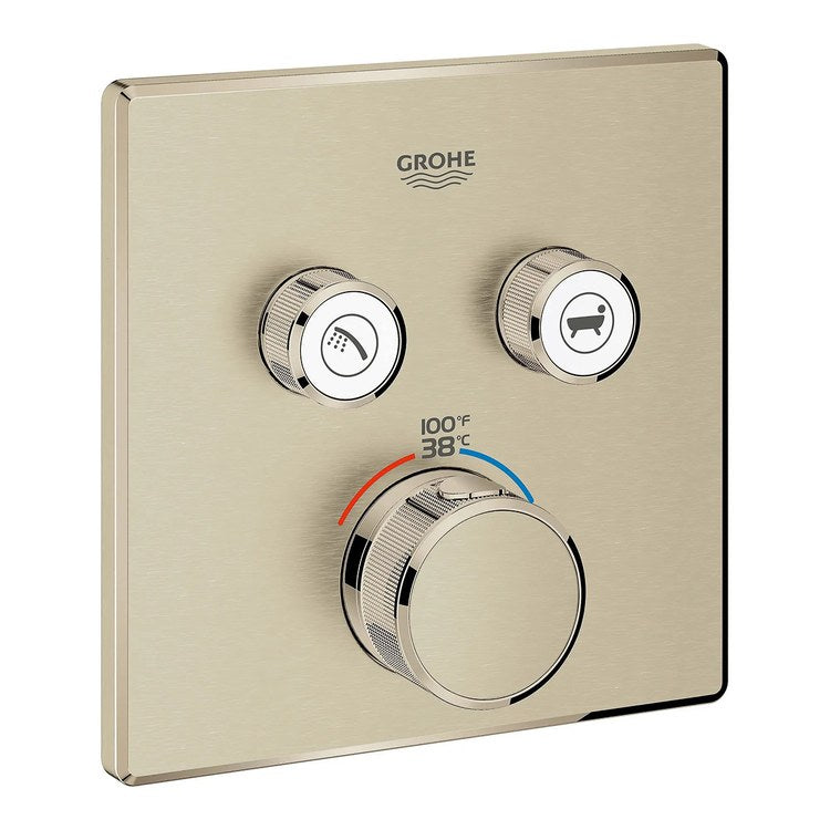 Thermostatic Valve Trim Grohtherm 2 Function 2 Wheel Brushed Nickel - Image 1