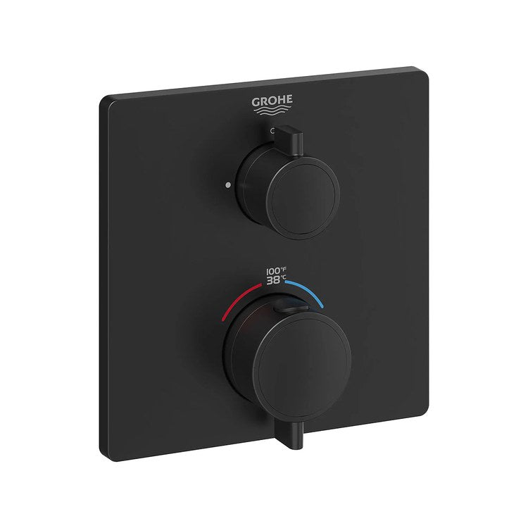 Thermostatic Valve Trim Grohtherm 2 Function with Control Module 2 Knob Matte Black - Image 1