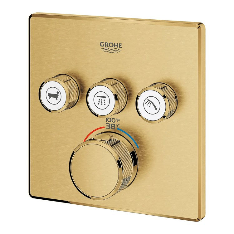 Thermostatic Valve Trim Grohtherm 3 Function 3 Wheel Brushed Cool Sunrise - Image 2
