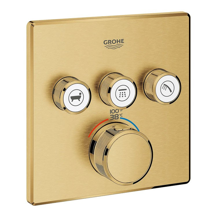 Thermostatic Valve Trim Grohtherm 3 Function 3 Wheel Brushed Cool Sunrise - Image 3