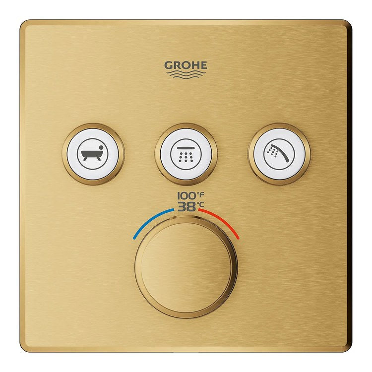 Thermostatic Valve Trim Grohtherm 3 Function 3 Wheel Brushed Cool Sunrise - Image 1