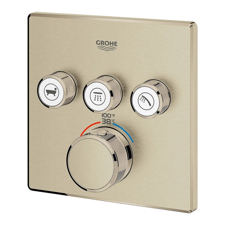 Thermostatic Valve Trim Grohtherm 3 Function 3 Wheel Brushed Nickel - Image 3
