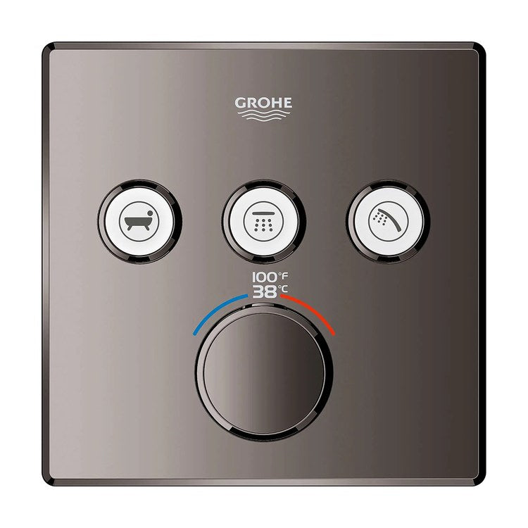 Thermostatic Valve Trim Grohtherm 3 Function 3 Wheel Hard Graphite - Image 3