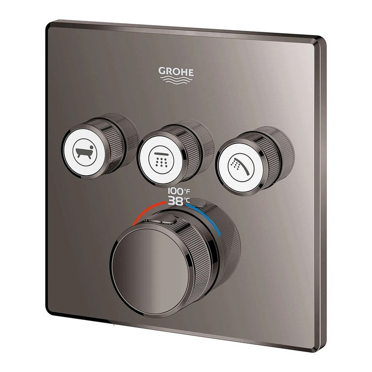 Thermostatic Valve Trim Grohtherm 3 Function 3 Wheel Hard Graphite - Image 1