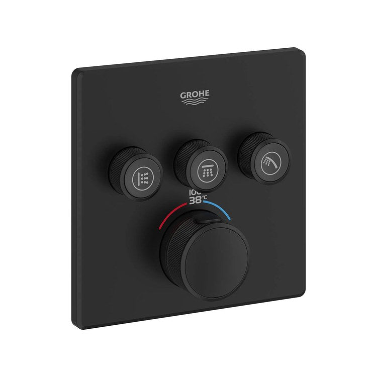 Thermostatic Valve Trim Grohtherm SmartTouch 3 Function with Control Module 4 Knob Matte Black - Image 1