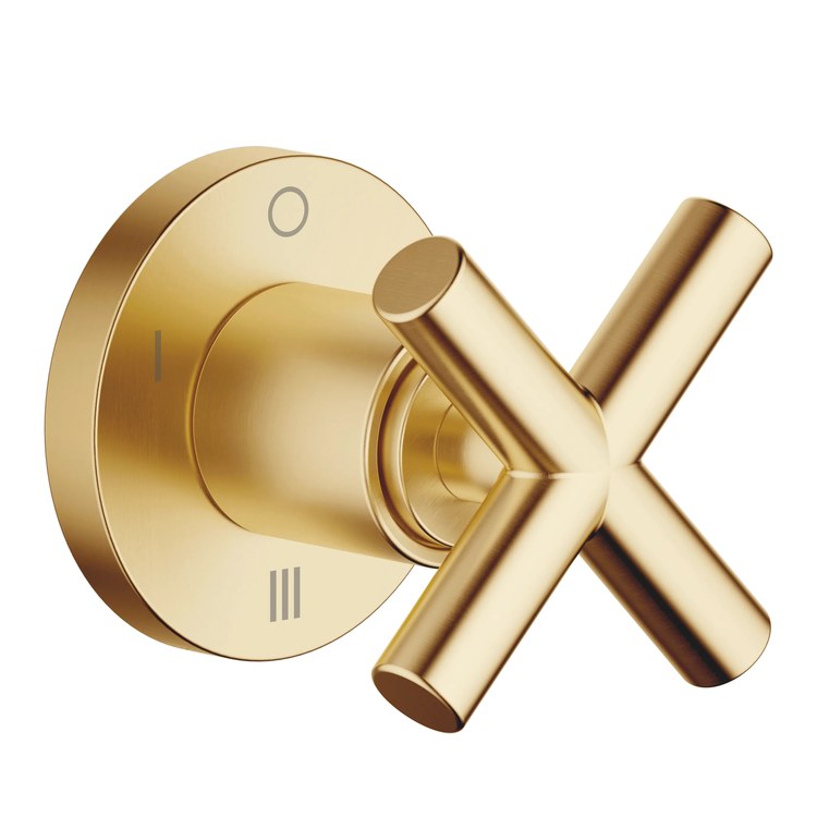 Diverter TARA Wall Mount 3 Way with Shut-Off Function Brushed Durabrass 1 Hole 1 Cross
