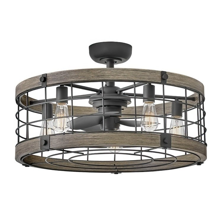 Ceiling Fan Bryce LED Fandelier Matte Black/Driftwood 27 Inch 3 Blades Matte Black