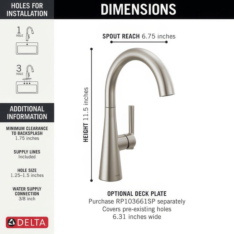 Bar Faucet 1 Lever ADA Spotshield Stainless Swivel 1.5 Gallons per Minute - Image 2