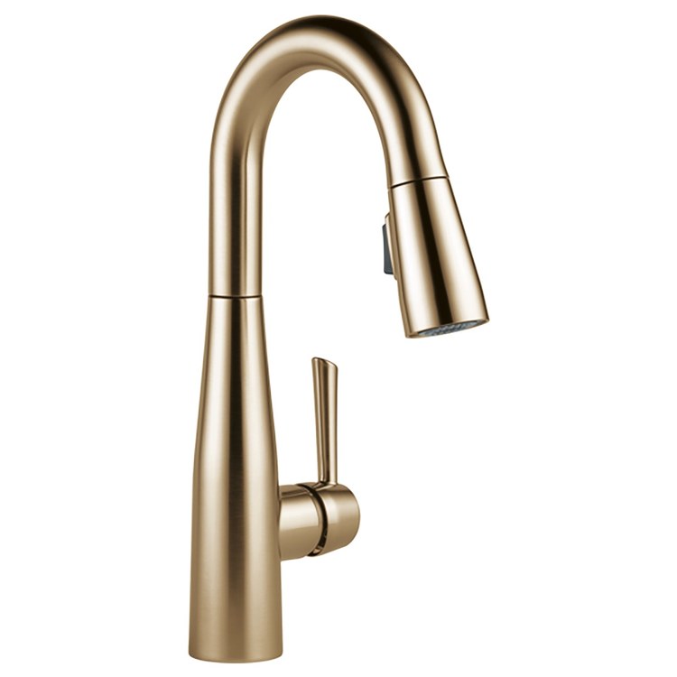 Bar Faucet Essa 1 Lever ADA Brilliance Champagne Bronze Pull Down 2 Function Gooseneck 360 DEG Swivel 1.8 Gallons per Minute - Image 1