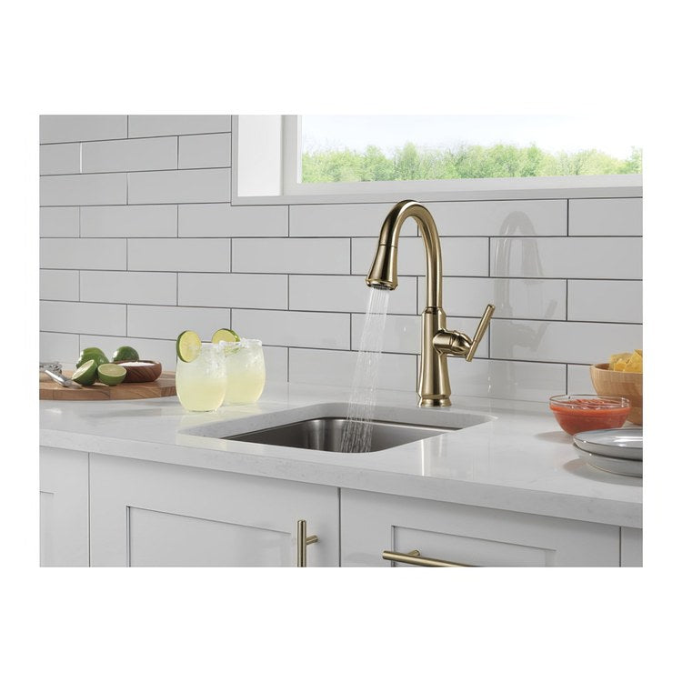 Bar Faucet Coranto 1 Lever ADA Brilliance Champagne Bronze Pull Down 2 Function Gooseneck 360 DEG Swivel 1.8 Gallons per Minute - Image 2